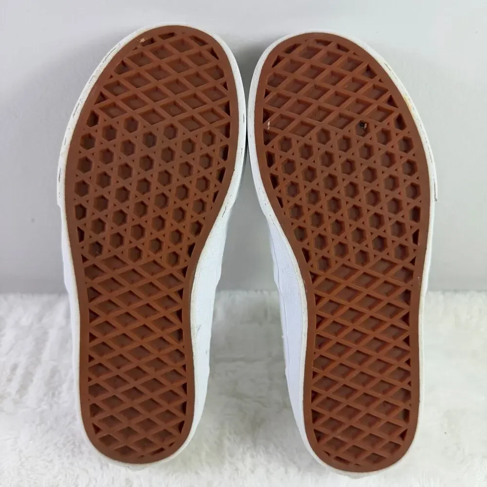 Vans Checkerboard Slip-On Youth White Canvas Shoes Size 3